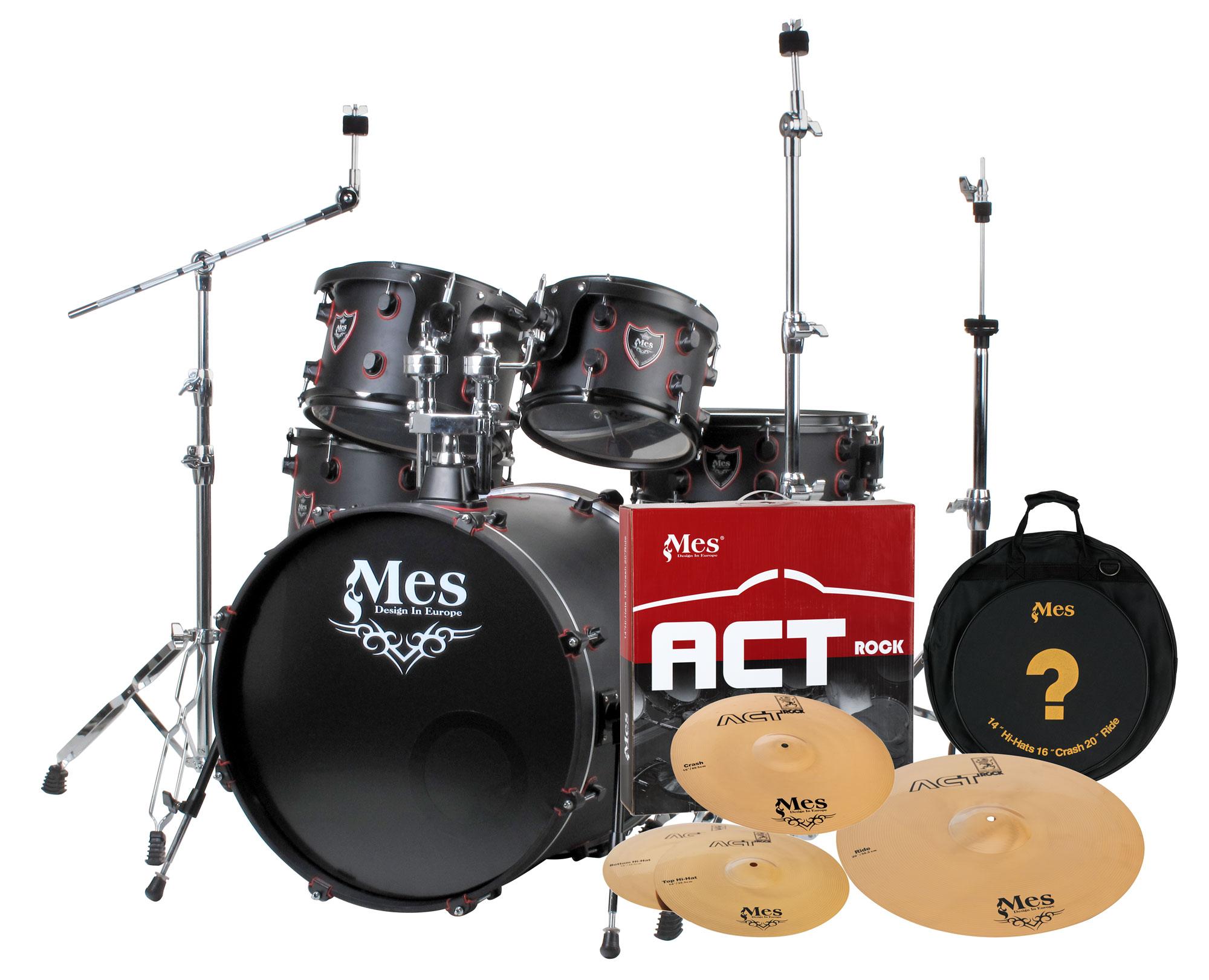 MES Black Fusion Drumset, Set inkl. MES Act Series Beckensatz