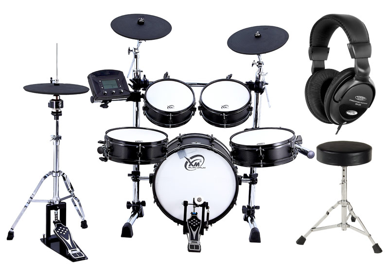 XM-Custom 7SR E-Drum Komplettset Mesh Head Schwarz inkl. Hocker & Kopfhörer