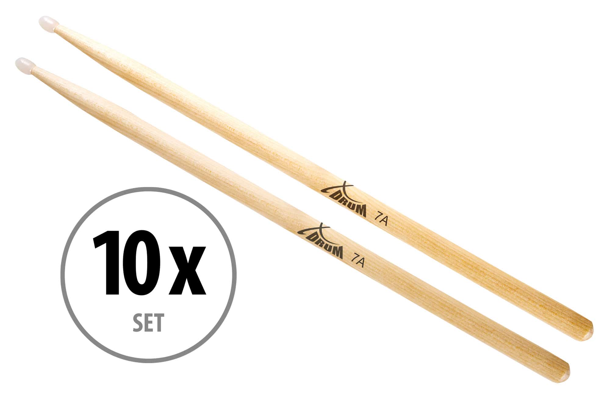 XDrum Schlagzeug Sticks 7A Nylon Tip 10 Paar