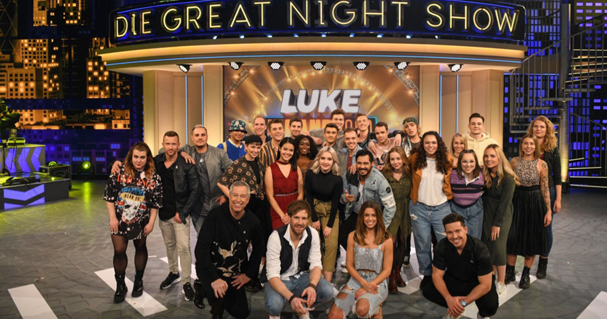 Die Kandidaten und Jury der Greatnightshow Luke Die Band 2020
