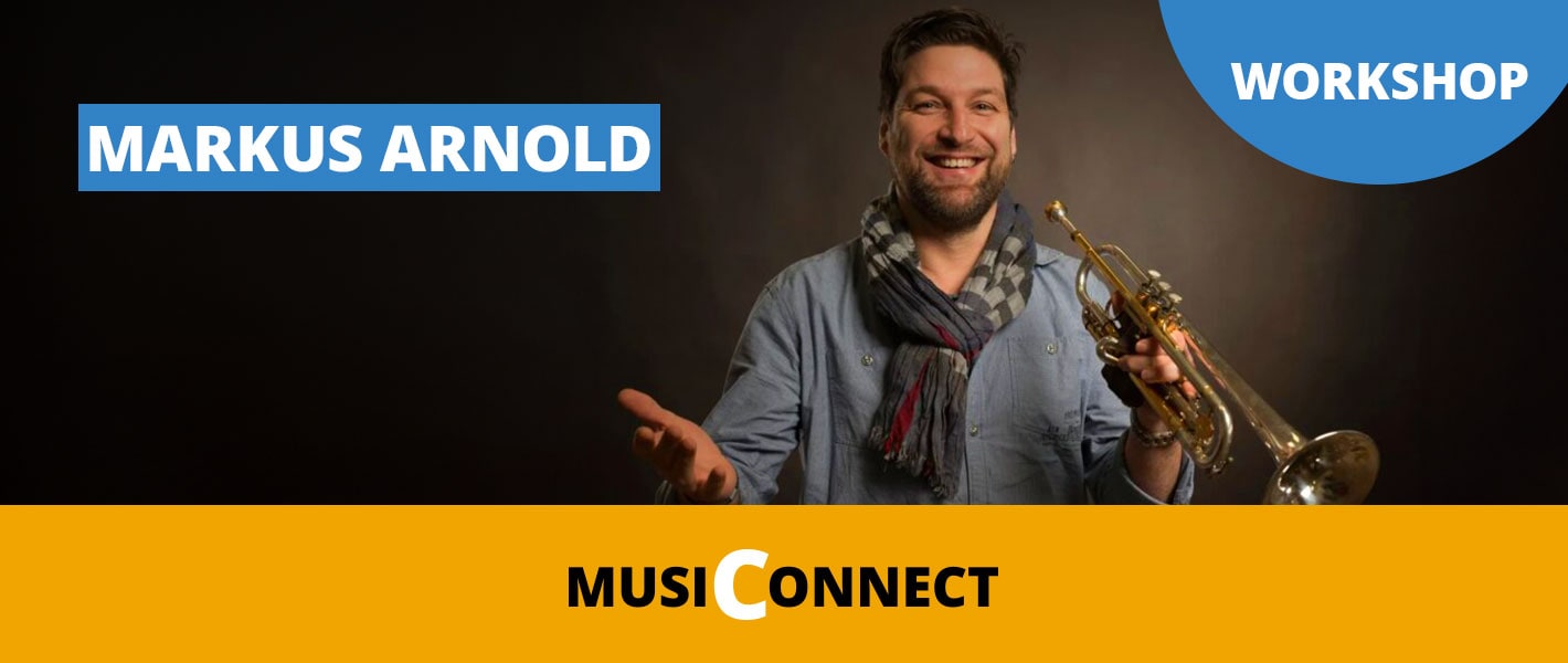 Markus Arnold mit seinem Workshop Trompete üben für Faule bei der MusiConnect 2024 im Musikhaus Kirstein