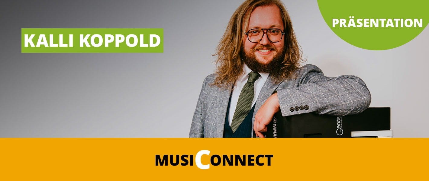 Kalli Koppold präsentiert Genos2 bei der MusiConnect 2024 im Musikhaus Kirstein