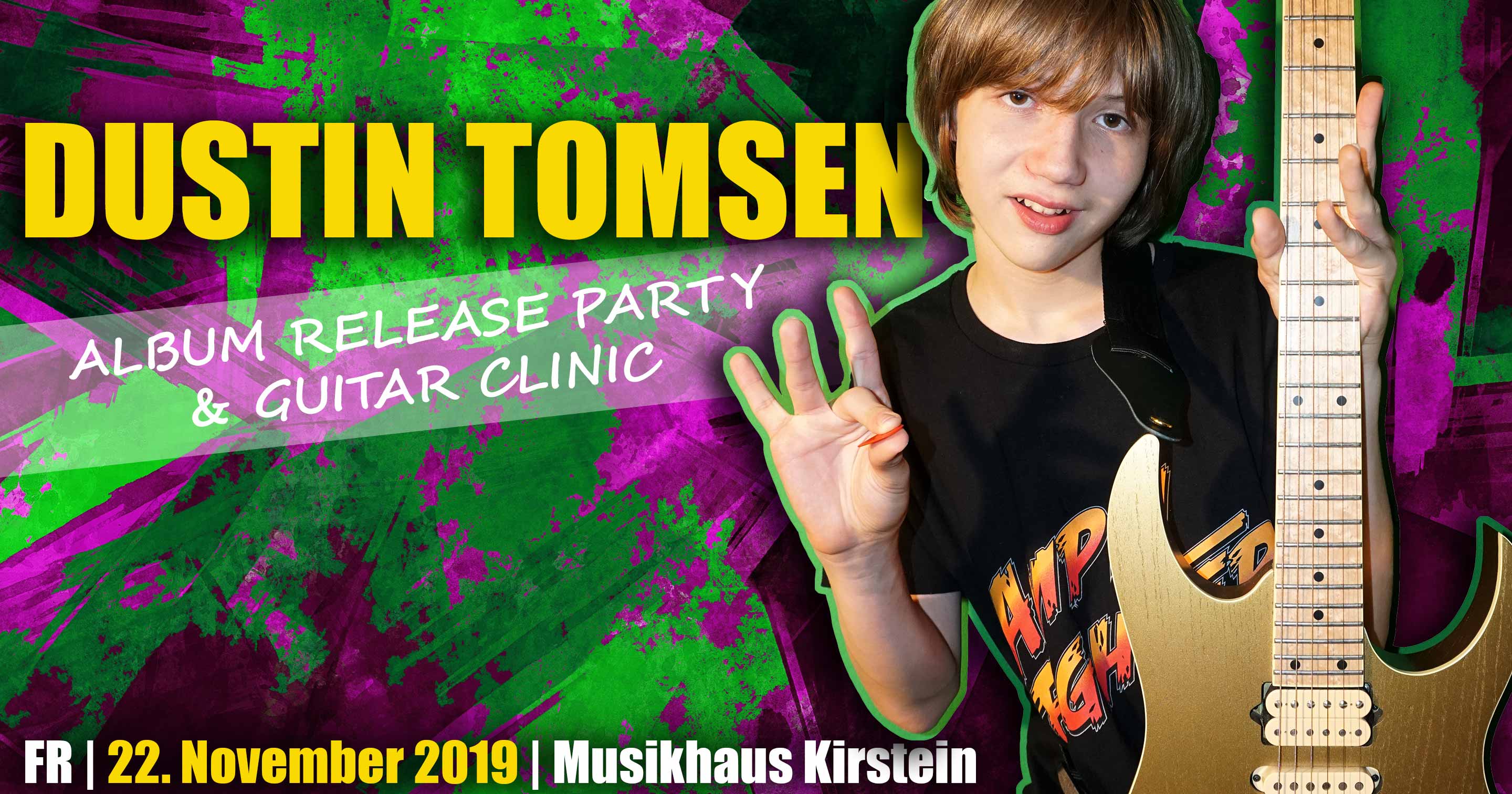 Dustin Tomsen startet seine Guitar Clinic Tour im Musikhaus Kirstein in Schongau.