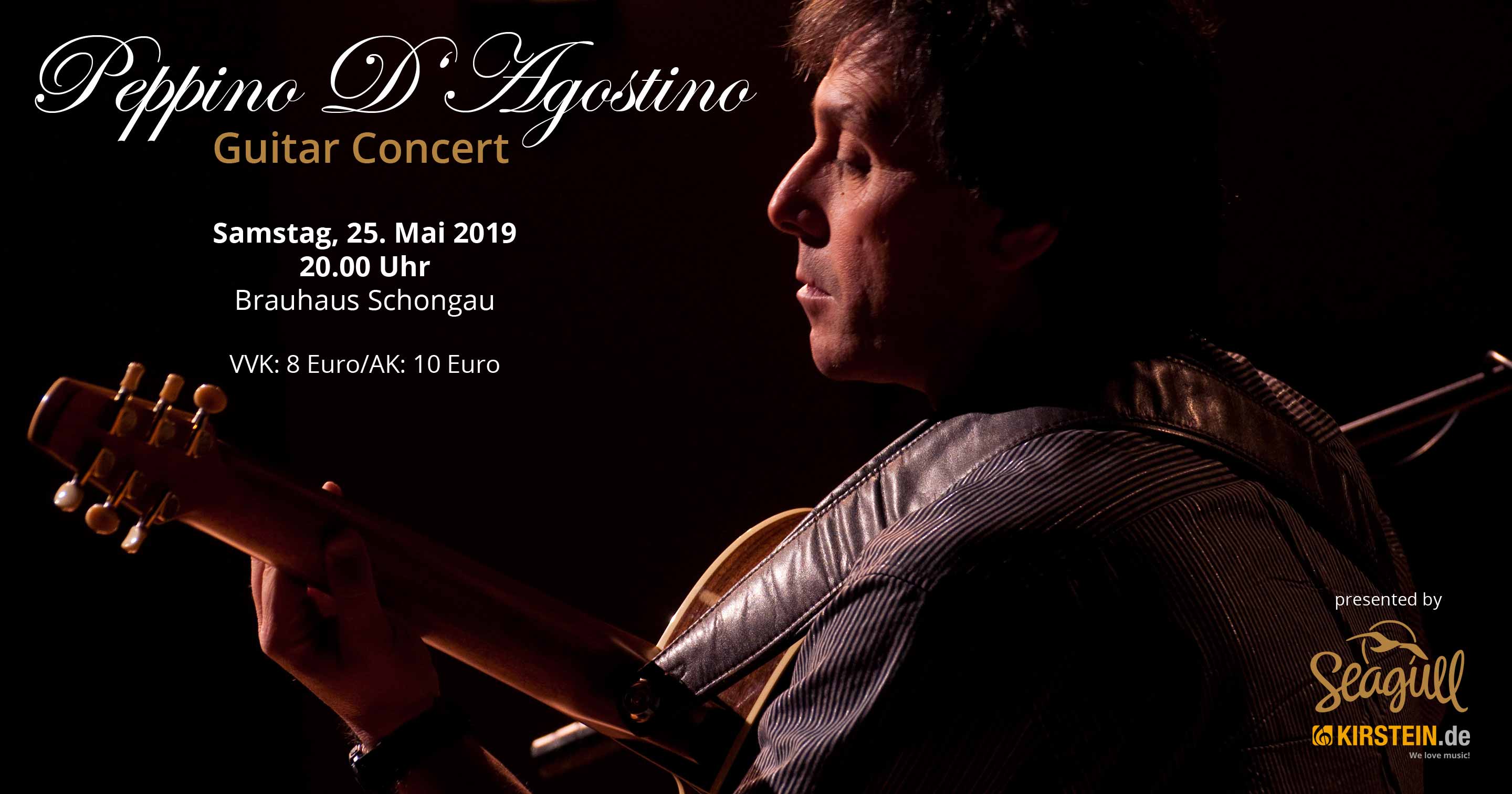 Am 25. Mai 2019 präsentieren Seagull Guitars und das Musikhaus Kirstein Peppino D'Agostino live in Schongau. Foto: Joe Tecza.