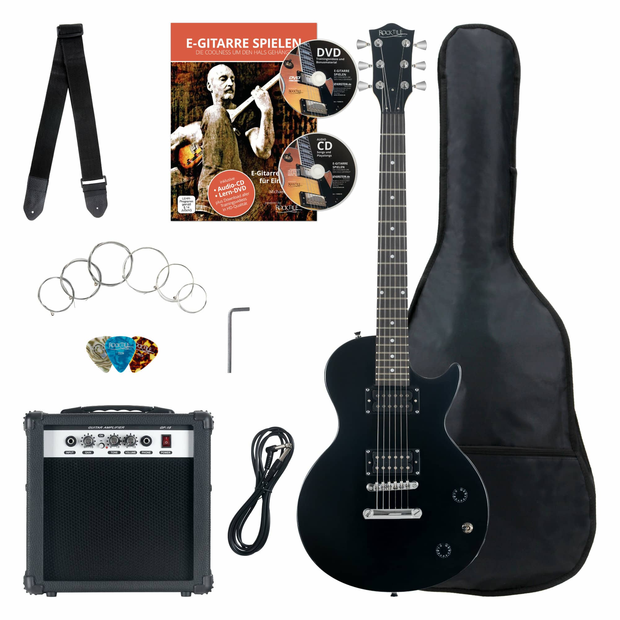 Rocktile Banger's Pack Single Cut E-Gitarren Set, 7-teilig Black Abbildung 1