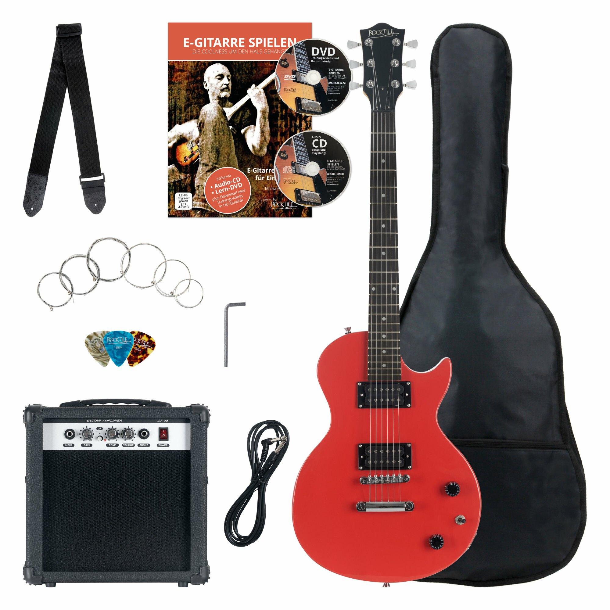 Rocktile Banger's Pack Single Cut E-Gitarren Set, 7-teilig Red Abbildung 1