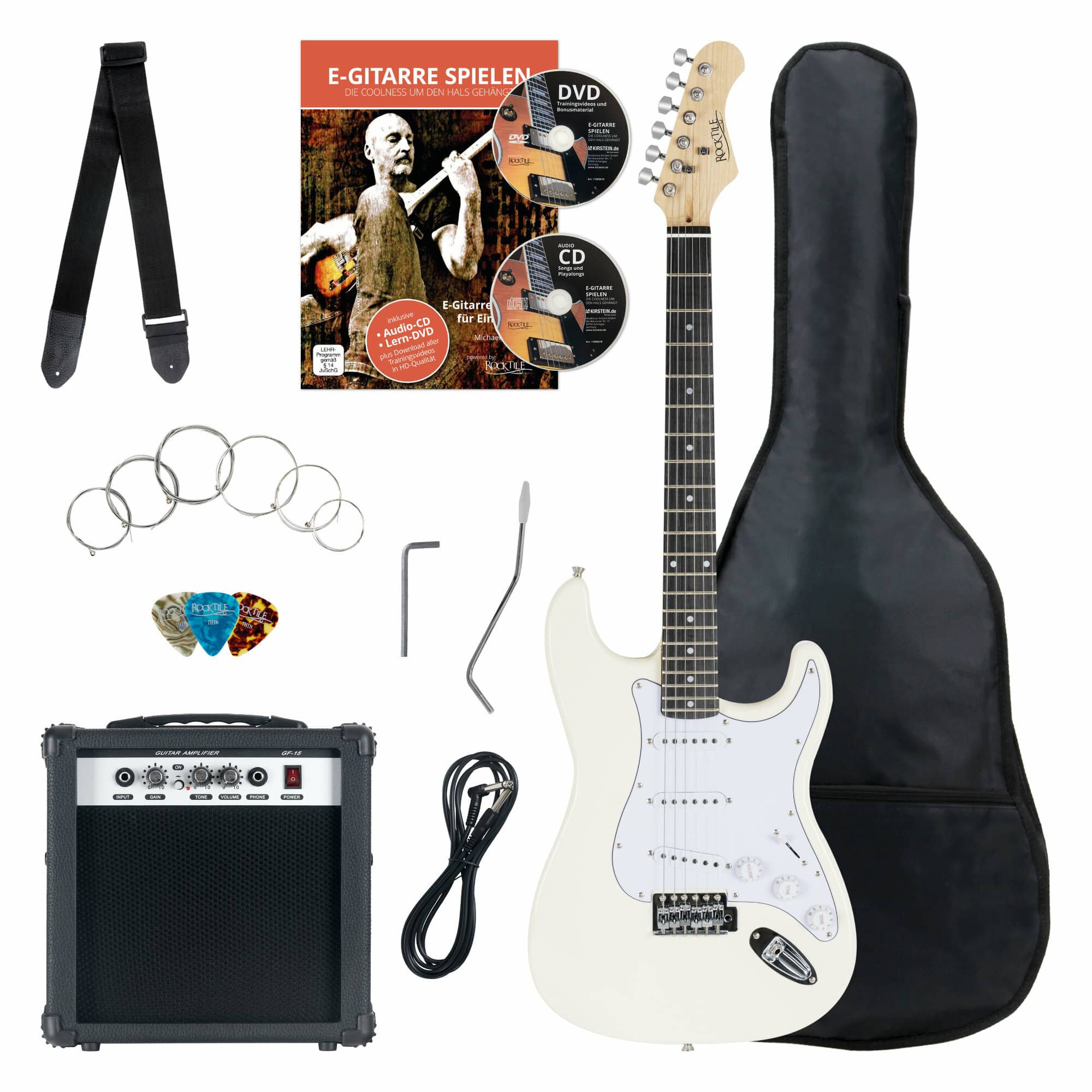 Rocktile Banger's Pack E-Gitarren Set, 8-teilig White Abbildung 1