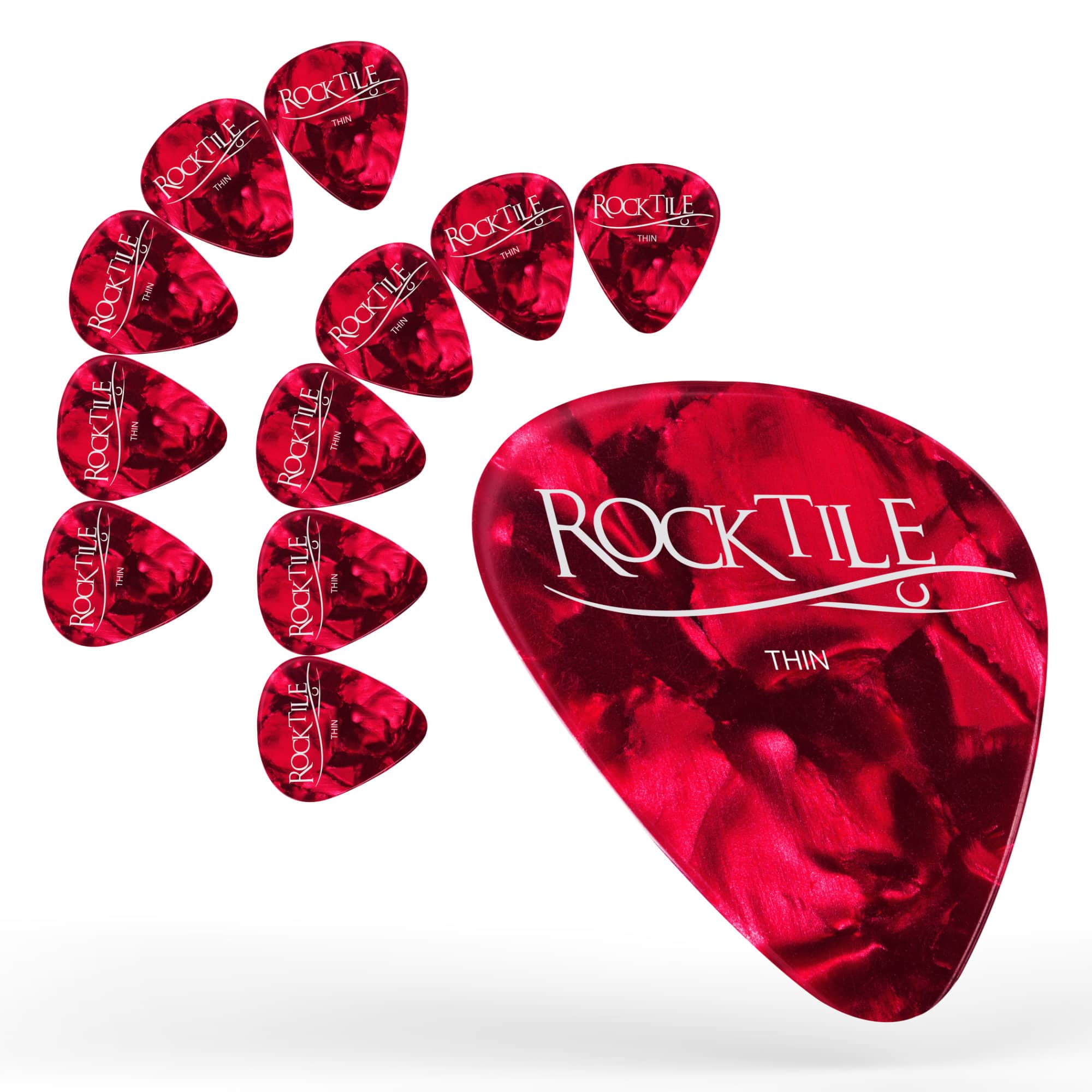 Rocktile Plektren Red Tortoise Thin 12er Pack Abbildung 1