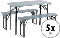 5x Stagecaptain Hirschgarten beer table and bench set ideal for balcony 117 cm Grey