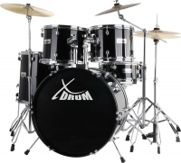 XDrum Semi 20" Studio Drumstel Midnight Black (zwart) Set incl. Cymbalstandaard + Crash Cymbal