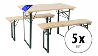 Stagecaptain Set de 5 Banco y mesa para aire libre 110 cm color natural