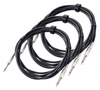 Pronomic cable para instrumentos 3 m clavija jack, negro set 3x