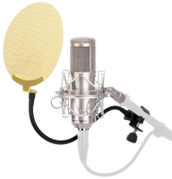Pronomic CM-100S studio grootmembraan microfoon zilver SET incl. popbescherming gold