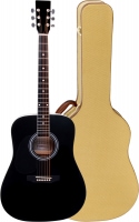 Classic Cantabile WS-10BK-LH Westerngitarre schwarz Linkshänder-Modell Hardcase Set
