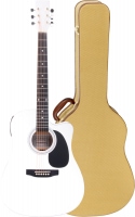 Classic Cantabile WS-10WH-CE Westerngitarre weiß mit Tonabnehmer Hardcase Set