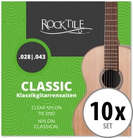 Rocktile Cordes de Guitare Classique Super Light Paquet de 10