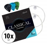 Shaman Classical Corde per chitarra classica, 2 corde di ricambio e 3 plettri inclusi Set 10 pezzi