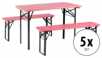5x Stagecaptain Hirschgarten beer table and bench set ideal for balcony 117 cm Pink