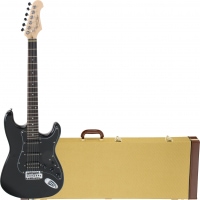 Rocktile Pro ST60-BK E-Gitarre All Black Hardcase Set