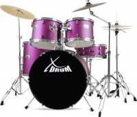 XDrum Semi 22" Standard Schlagzeug Satin Purple Sparkle Set inkl. Galgenständer + Crash Becken