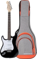 Rocktile Pro ST3-BK/RW-L Linkshänder (Lefty) E-Gitarre Black Gigbag Set