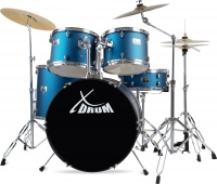 XDrum Semi 22" Standard Schlagzeug Satin Blue Sparkle Set inkl. Galgenständer + Crash Becken