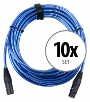 set van 10 Pronomic Stage XFXM-blue-10 microfoonkabel XLR 10 m metallic blue