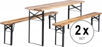 2x Stagecaptain Hirschgarten beer table set of 4 benches and 2 tables, length 170 cm