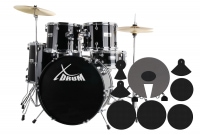 XDrum Semi 20" Studio Drumstel Midnight Black (zwart) Set incl. Slagwerkdemperset