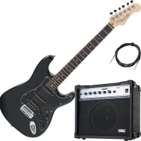 Rocktile Pro ST60-BK E-Gitarre All Black AK30A Set