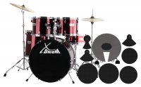 XDrum Semi 22" Standard Schlagzeug Lipstick Red Set + Dämpfer