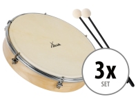 XDrum HTM-12S 12" Hand Drum with Natural Skin Head with Mallets 3x Set
