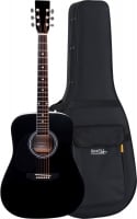 Classic Cantabile WS-10BK-LH Westerngitarre schwarz Linkshänder-Modell Softcase Set