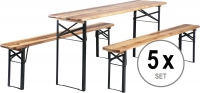 5x Stagecaptain Hirschgarten beer table set of 10 benches and 5 tables, length 170 cm