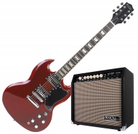Rocktile Pro S-Red Electric Guitar Heritage Cherry Amplifier Set