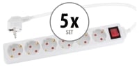 Stagecaptain PSSH-6 stopcontactenlijst met schakelaar wit set van 5