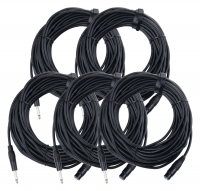 Pronomic Stage XFJ-20 cable micrófono, 20m set 5 x clavija XLR (hembra) clavija - jack mono 6,35mm