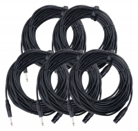 set van 5 Pronomic Stage XFJ-20 microfoonkabel XLR/klink 20m zwart