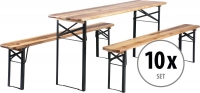 Set 10x Stagecaptain Hirschgarten 2 panche e tavolo da birreria, lunghezza 170 cm