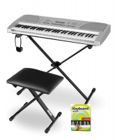 Funkey Super Kit, 61 Keys, Silver, Stand, Bench, Headphones, and Music