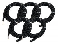 Set of 5 Pronomic Stage JMXM-10 Audio cable mono jack/XLR 10m black