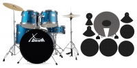 XDrum Semi 22" Standard Drum Set Satin Blue Sparkle + damper set