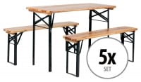 5x Stagecaptain Hirschgarten beer table and bench set ideal for balcony 117 cm