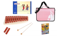 Sonor Früherziehungsset mit Tina und Tobi-Heft, NG 10 Glockenspiel, rosa Notentasche und Stifte