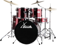 XDrum Semi 20" Studio Drumstel Lipstick Red (rood) Set incl. Cymbalstandaard + Crash Cymbal