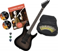 Rocktile per J150-TB electric guitar transparent black with accessories