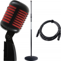 Pronomic DM-66BK/RD Elvis Microphone dynamique Noir/Rouge SET