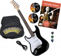 Rocktile Pro ST3-BK/RW-L Elektrische gitaar Linkshandig, Zwart Set met accessoires