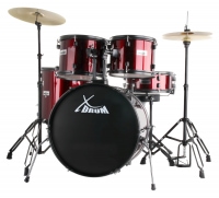 XDrum Rookie 22" Standard Schlagzeug Komplettset Ruby Red inkl. Schule
