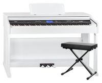 FunKey DP-2688A WH Digital Piano White High Gloss Bench Set
